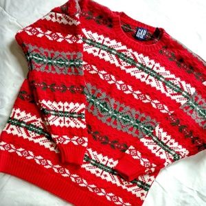 Vintage Gap 100% Cotton Fair Isle Crew Sweater szL